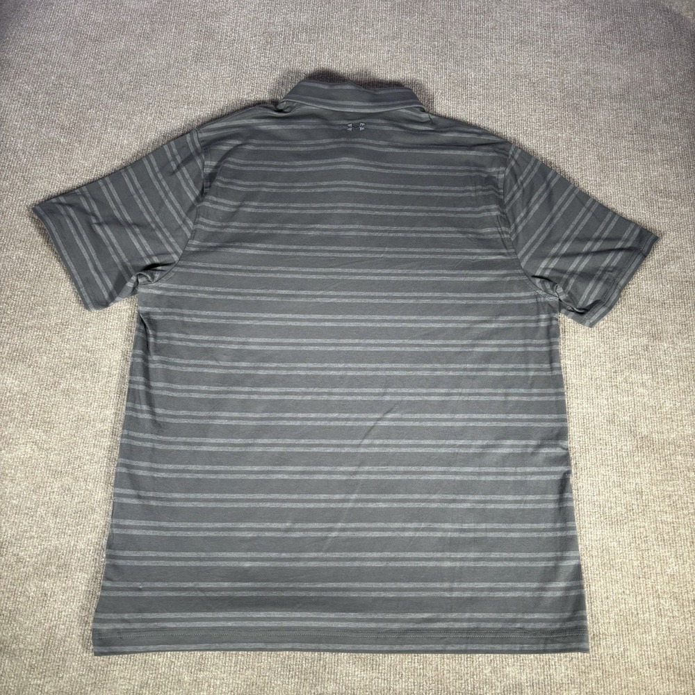 Under Armour Polo Shirt Mens XL Loose Gray Striped Charged Cotton Golf NWT - Picture 3 of 10